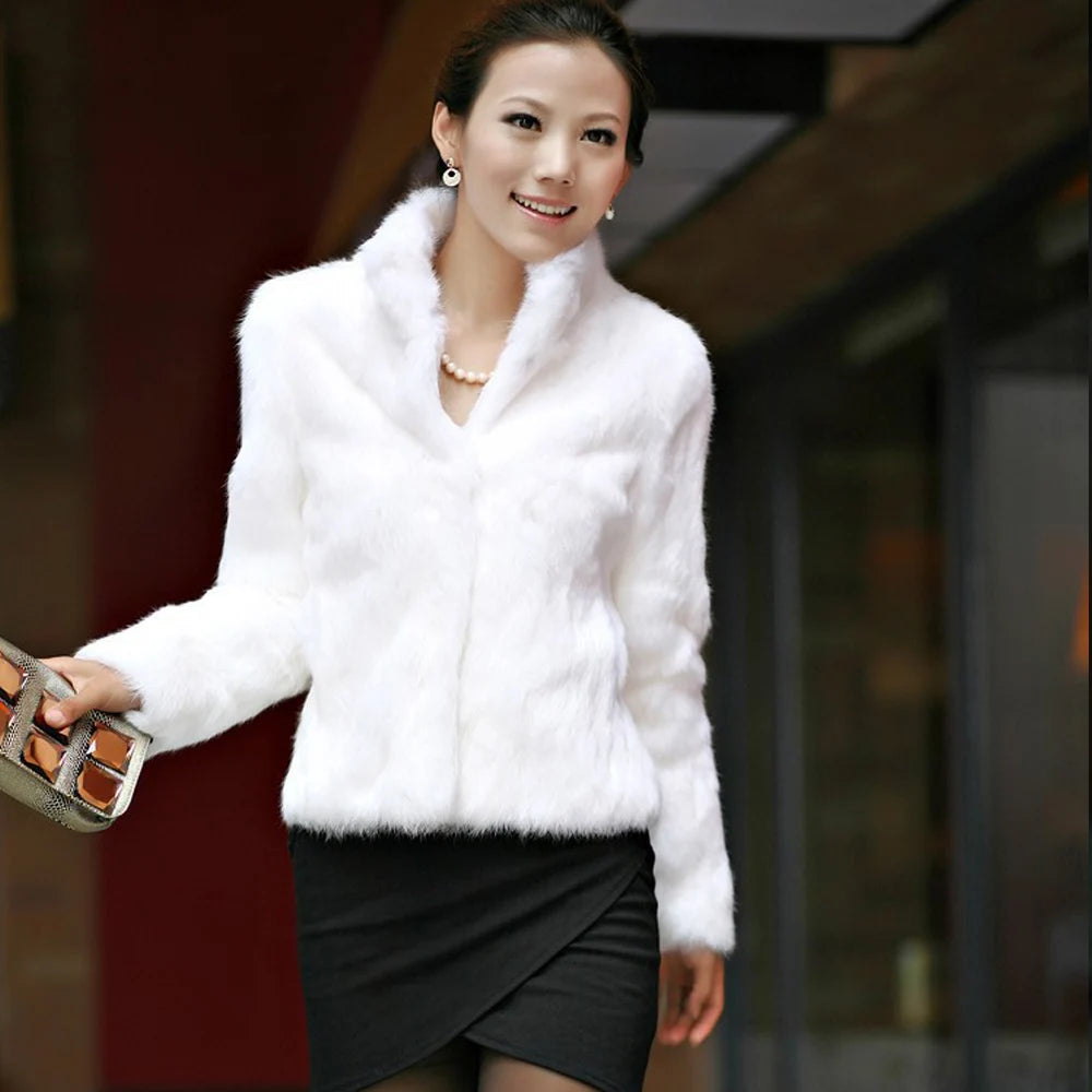 High Quality Faux Fur Coat Women's Fashion Warm Outerwear Autumn Winter Short Imitation Fur Coat Jacket 4XL Overcoat Clearance