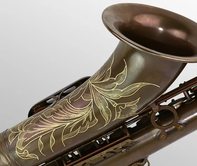 Aisiweier Brand Tenor Saxophone Professional B Flat Antique Copper Saxofone Musical Instruments Simulation Inscription Carved