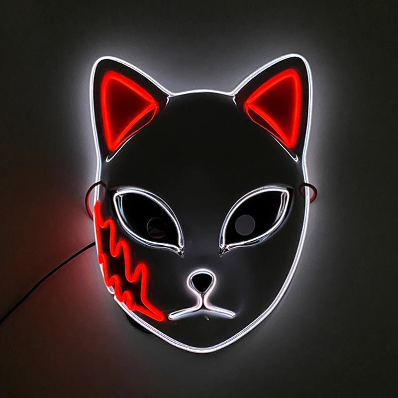 Hot Sales Carnival LED Mask Party Masque Masquerade Masks Horror Neon EL Mask LED Light Up Mask Halloween Glow Party Supplies