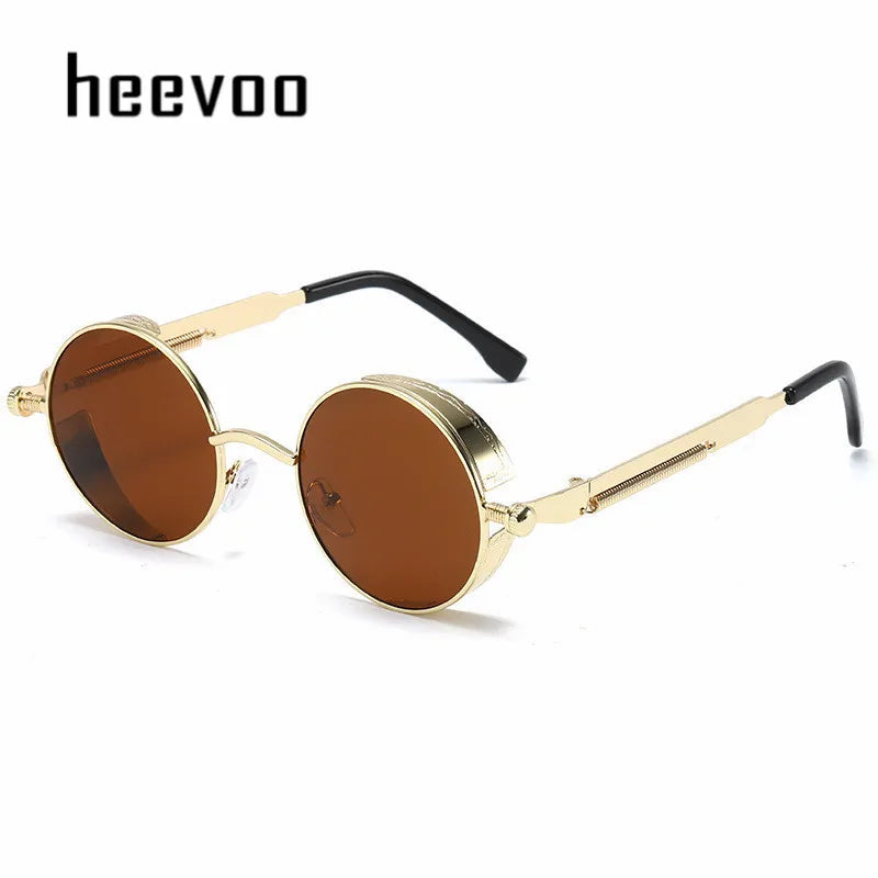 Metal Steampunk Sunglasses Men Women Fashion Round Glasses Brand Designer Vintage Sun Glasses High Quality Oculos De Sol 2021