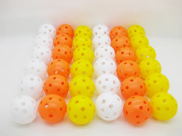 12 Pack Multicolor Plastic Golf Training Balls Airflow Hollow Diameter 1.65 Inch Golf Balls for Driving Range Swing Practice New