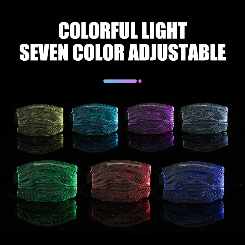 Flashing LED Mask 7 Colors Luminous Light With USB Charge Masks Party Dance DJ Halloween Light Up Face Masks Masque Masquerade