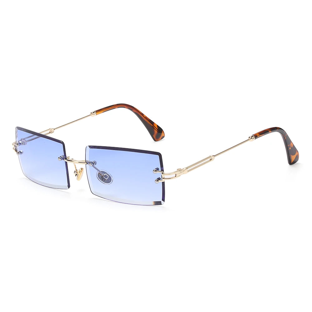 Fashion Popular Rimless Small Rectangle Sunglasses Women Men 2020 Shades Alloy Metal Glasses UV400 Eyewear