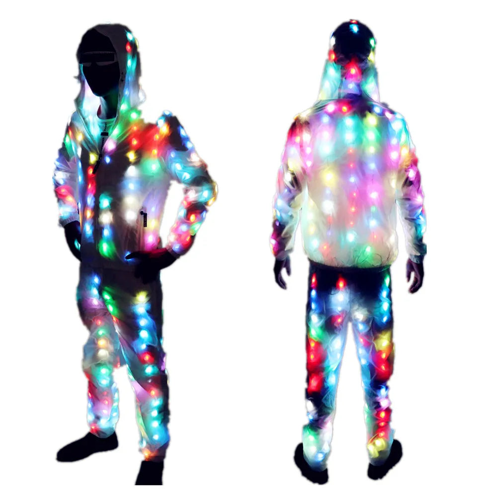 LED Jacket Luminous Clothes Creative Light Costume Laser Robot Suit Christmas Halloween Party Cospaly Costume for EDM Music