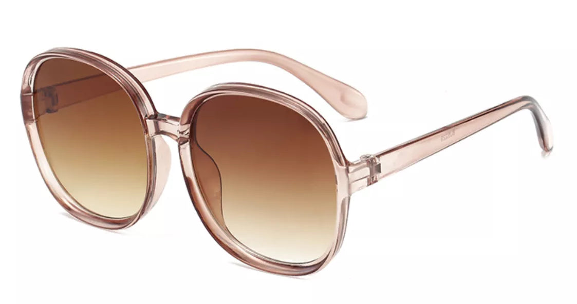 New Round Frame Sunglasses Woman Retro Brand Designer Brown Black Oversized Lady Sun Glasses Female Fashion Outdoor Driving