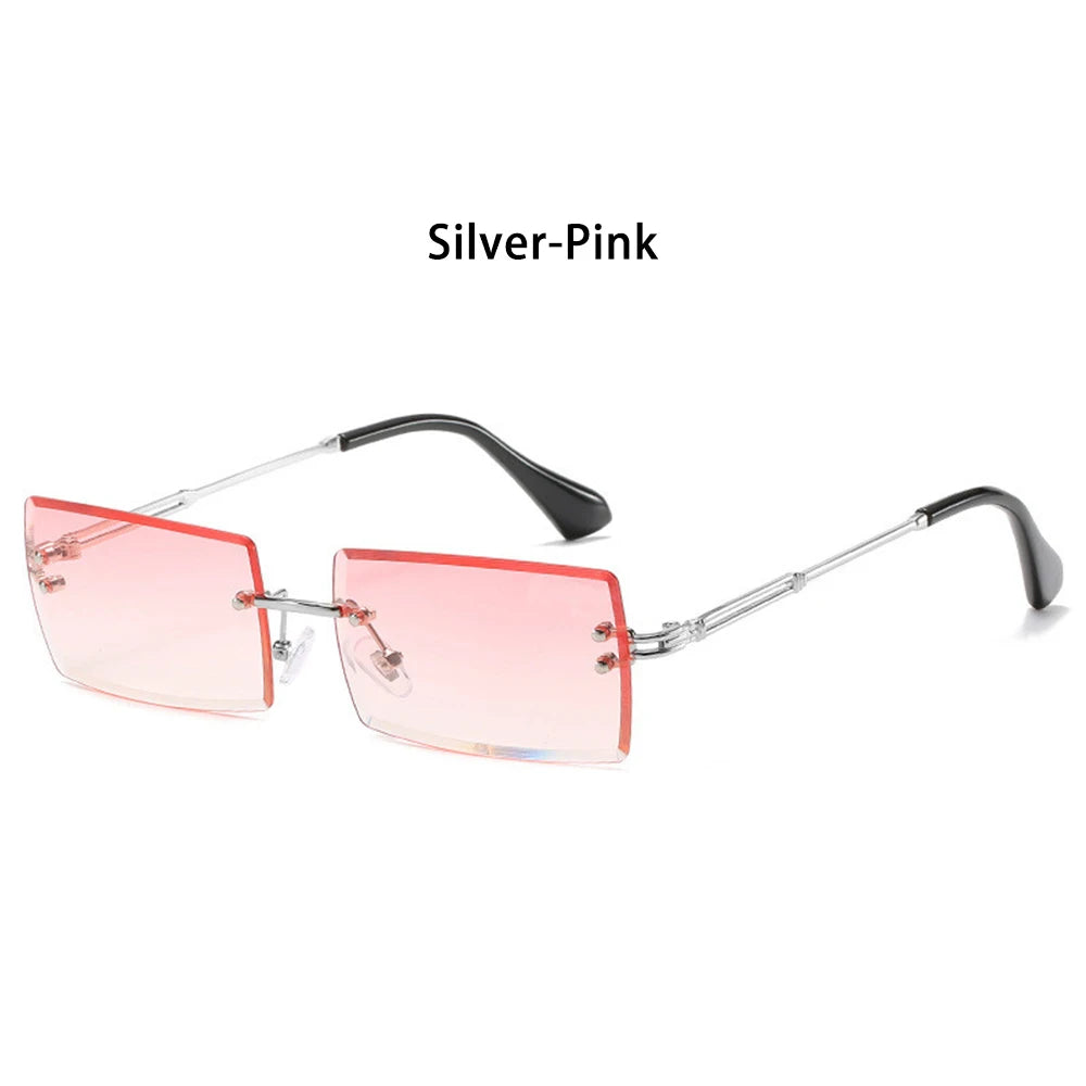 Fashion Popular Rimless Small Rectangle Sunglasses Women Men 2020 Shades Alloy Metal Glasses UV400 Eyewear