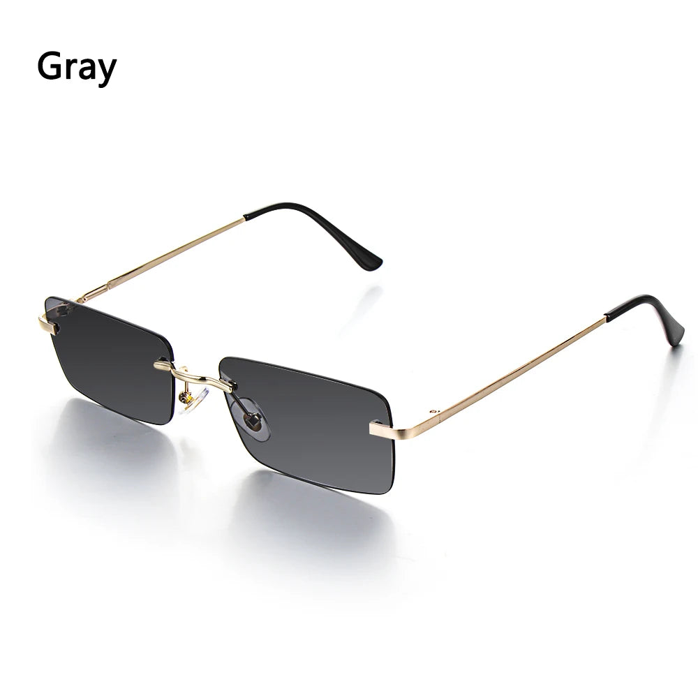 Fashion Popular Rimless Small Rectangle Sunglasses Women Men 2020 Shades Alloy Metal Glasses UV400 Eyewear
