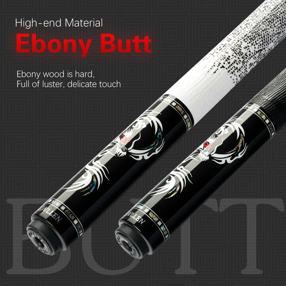 KONLLEN Dragon Carbon Fiber Pool Cue Stick 12.3-12.5mm Tip Real Inlay Carbon Cue Leather Grip Professional Billiard Cue