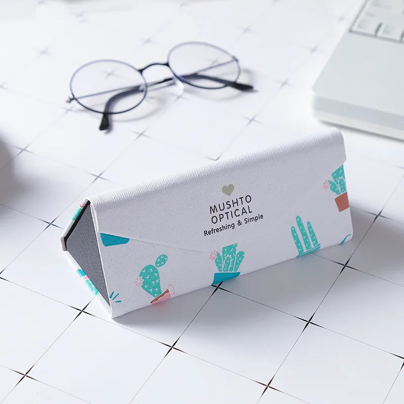 Mimiyou Top-Grade PU Spectacle Cases for Eyeglasses Fashion Folding Sunglasses Box Bag Portable Triangle Eyewear Protector