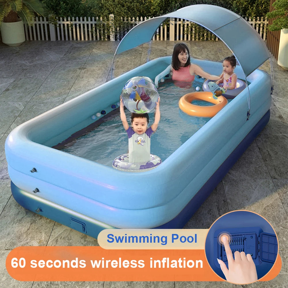 380cm/210cm 3 Layer Automatic Inflatable Swimming Pool Large Pools for Family Removable Children's Pool Ocean Ball PVC Bath Kids