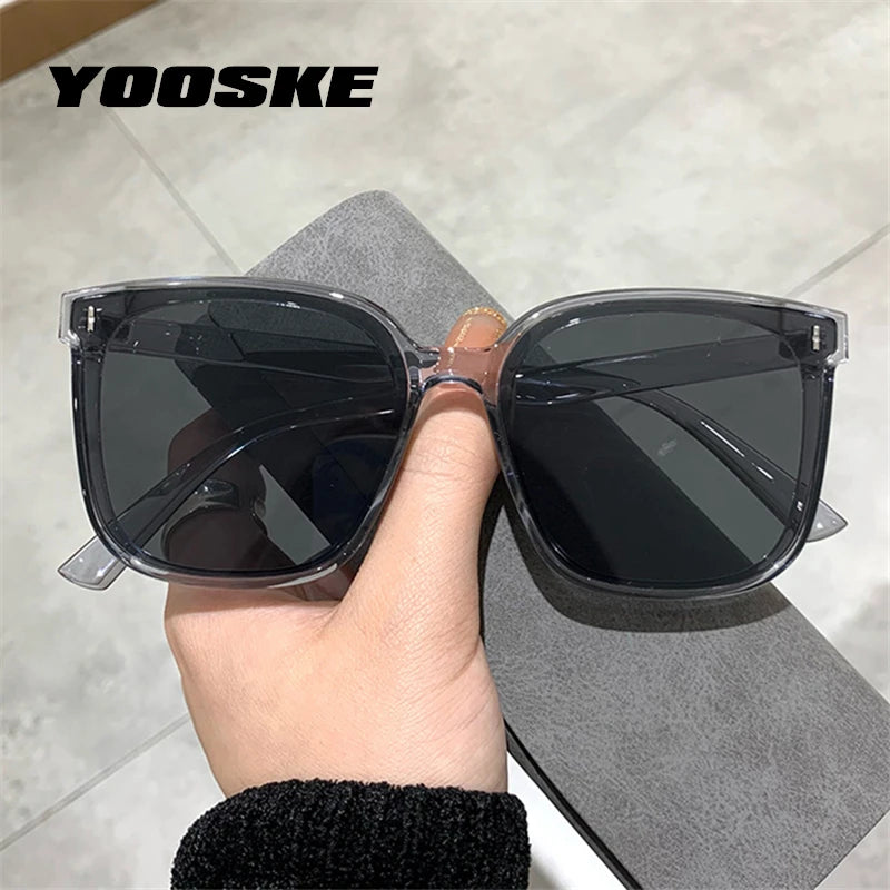 YOOSKE Classic Vintage Square Sunglasses Women Oversized Sunglass Woman Men Retro Black Sun Glasses Shades Goggle