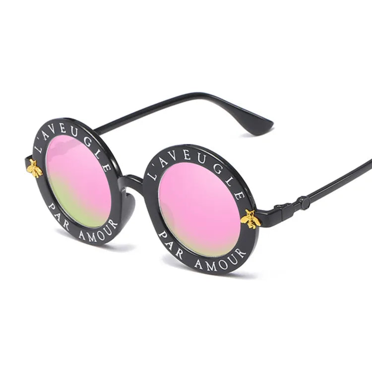 2020 New Fashion Round Frame Sunglasses Woman Vintage Sun Glasses Female Bee Design Brand Designer UV400