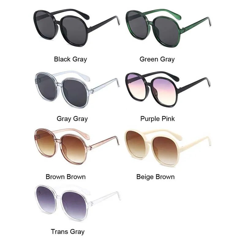 New Round Frame Sunglasses Woman Retro Brand Designer Brown Black Oversized Lady Sun Glasses Female Fashion Outdoor Driving