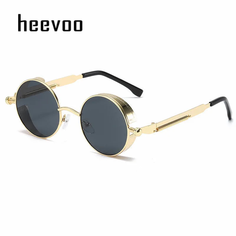 Metal Steampunk Sunglasses Men Women Fashion Round Glasses Brand Designer Vintage Sun Glasses High Quality Oculos De Sol 2021