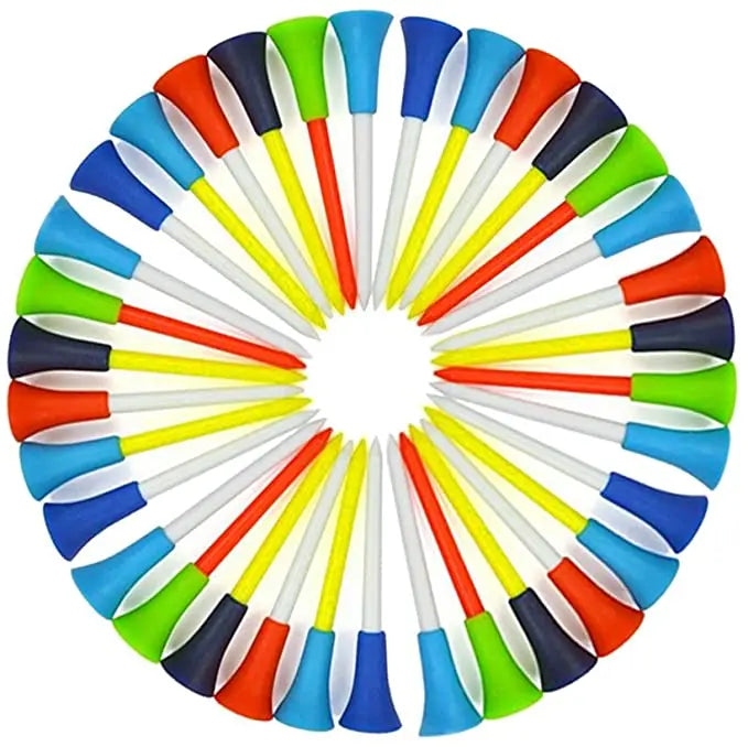 100 Pcs/Pack Plastic Golf Tees Multi Color 8.3CM Durable Rubber Cushion Top Golf Ball Holder Golf Accessories