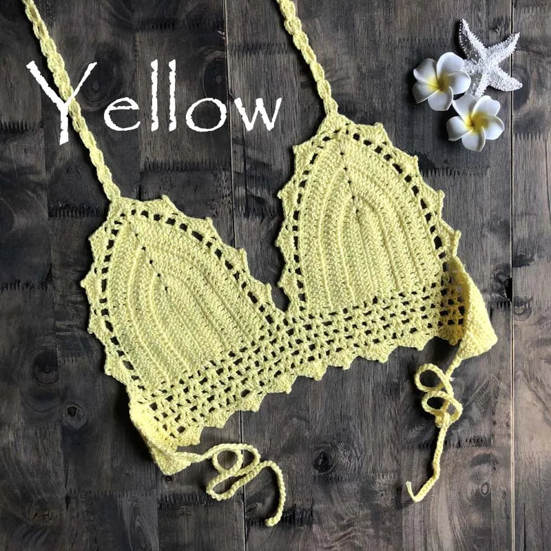 2019 New Beach Crochet Bikini Tops Summer Swimwear Top Honeymoon Hippy Bra Swimming Pools Spas Yacht Surf Bikini