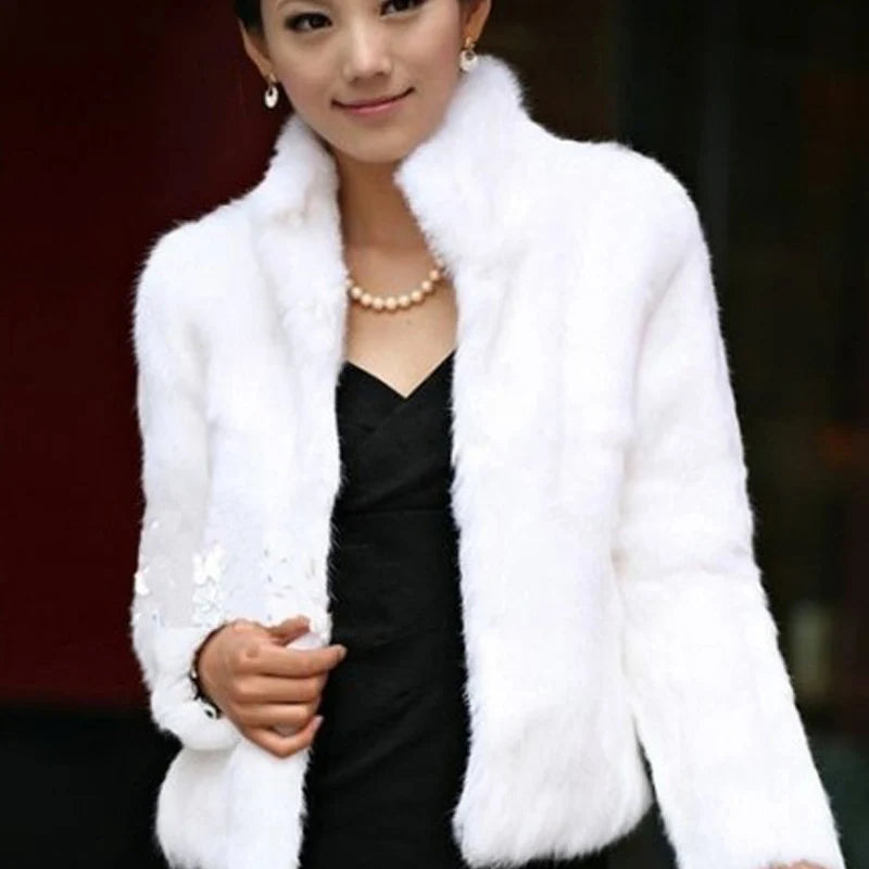 High Quality Faux Fur Coat Women's Fashion Warm Outerwear Autumn Winter Short Imitation Fur Coat Jacket 4XL Overcoat Clearance