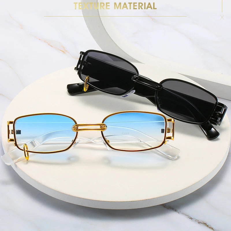 Popular Steampunk Sunglasses Women Men 2025 Fashion Small Rectangle Sun Glasses Shades Brand Designer Vintage Sunglass UV400