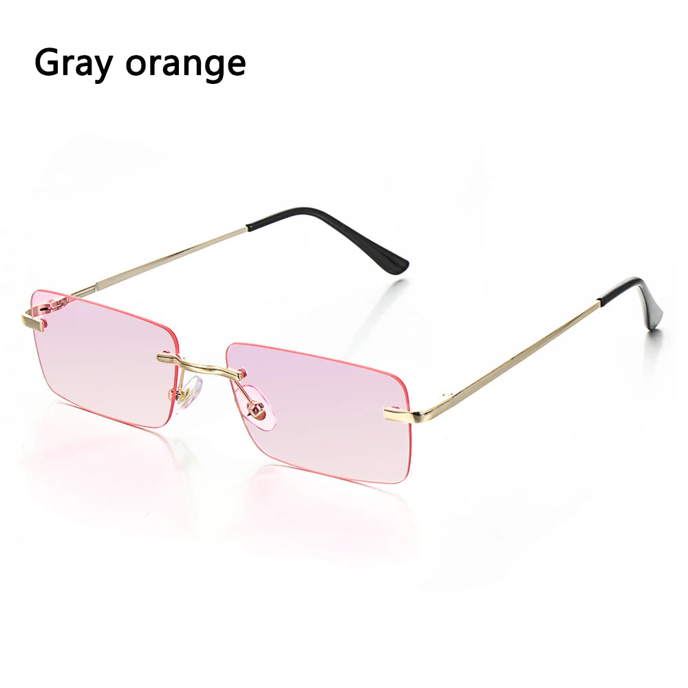 Fashion Popular Rimless Small Rectangle Sunglasses Women Men 2020 Shades Alloy Metal Glasses UV400 Eyewear