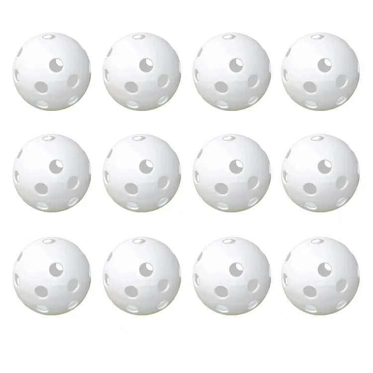12 Pack Multicolor Plastic Golf Training Balls Airflow Hollow Diameter 1.65 Inch Golf Balls for Driving Range Swing Practice New