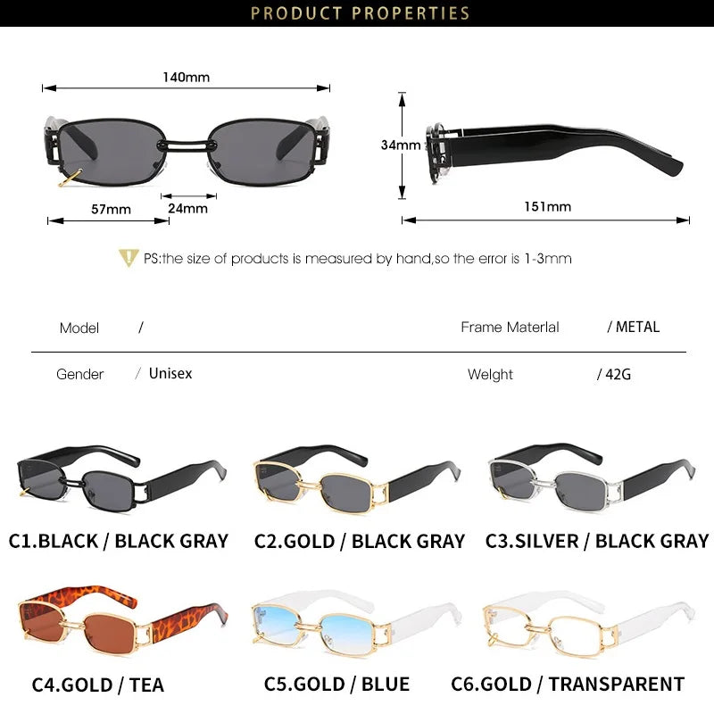 Popular Steampunk Sunglasses Women Men 2025 Fashion Small Rectangle Sun Glasses Shades Brand Designer Vintage Sunglass UV400