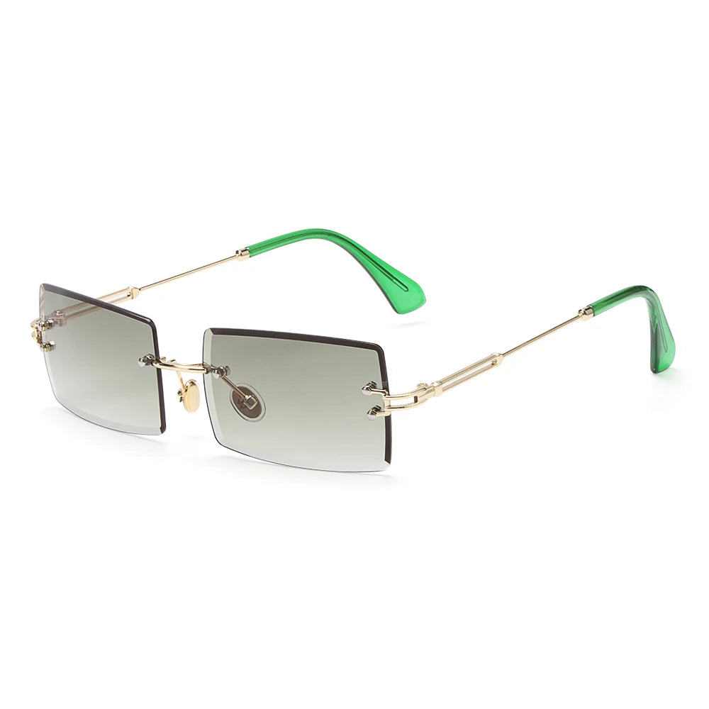 Fashion Popular Rimless Small Rectangle Sunglasses Women Men 2020 Shades Alloy Metal Glasses UV400 Eyewear