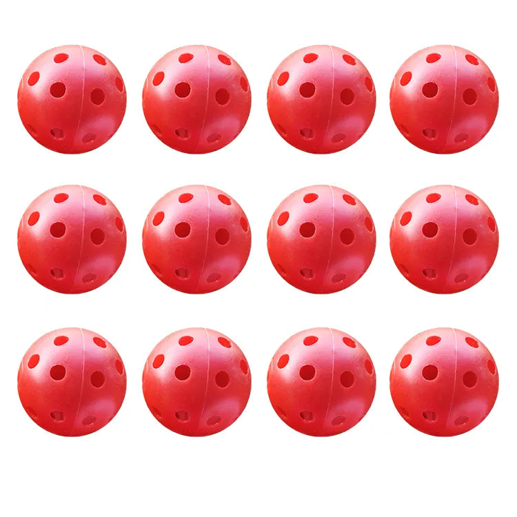 12 Pack Multicolor Plastic Golf Training Balls Airflow Hollow Diameter 1.65 Inch Golf Balls for Driving Range Swing Practice New