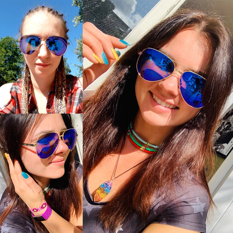 High Quality Pilot Sunglasses Women Polarized UV400 Sunglass Mirror Vintage Sun Glasses 2024 Sunglasses Woman Okulary With Box