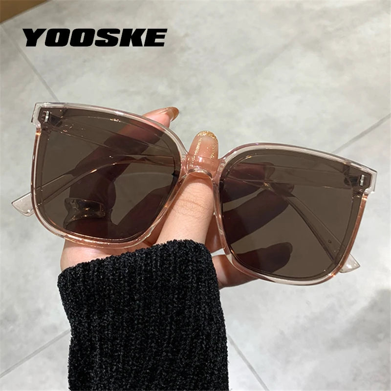 YOOSKE Classic Vintage Square Sunglasses Women Oversized Sunglass Woman Men Retro Black Sun Glasses Shades Goggle