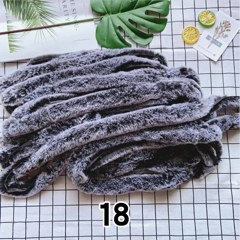 5m Thickened Artificial Rabbit Fur Trim Clothes Accessory Faux Fur Strips for Sweater Coat Hood Hat DIY Fluffy Garment Materials
