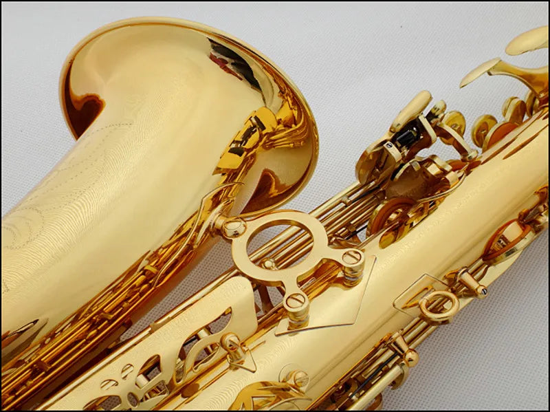 Alto Saxophone 802 Wholesale-Hot Alto Eb Golden Sax Flat Musical Instruments Professional Saxophone Mouthpiece and Case