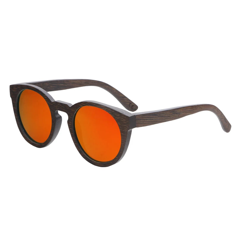BerWer New Round Top Bamboo Sunglasses Brand Sunglass Women Retro Designer Wooden Sunglasses