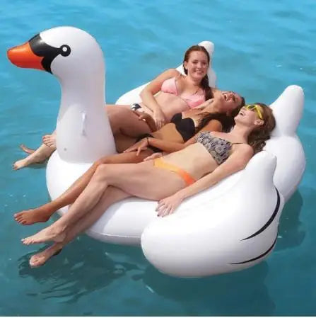 Inflatable Flamingo Swimming Pool Float Summer Island Giant Ride on Swan Swimming Lifebuoy Lounge Inflatable Pool Toy Raft
