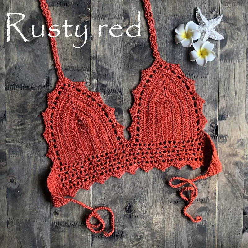 2019 New Beach Crochet Bikini Tops Summer Swimwear Top Honeymoon Hippy Bra Swimming Pools Spas Yacht Surf Bikini