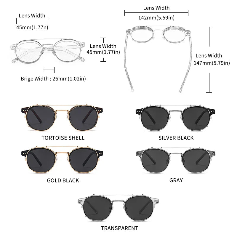 GCV Double Layer Removable Lens Sunglasses the Blu-Ray Glasses Acetate Gothic Retro Steampunk Polarized Men Women Sunglesses
