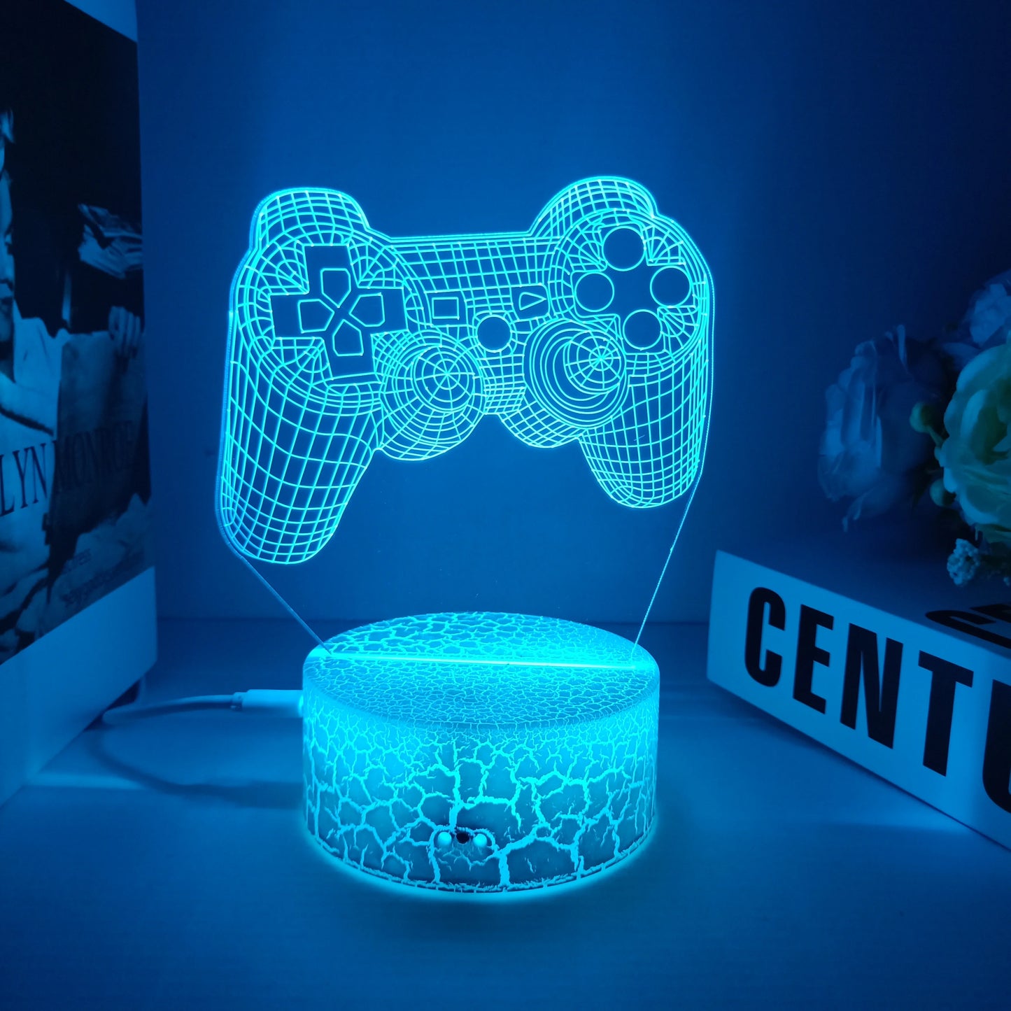 3D Night Lamp Gaming Room Desk Setup Lighting Decor Gamepad Icon LED Light Atmosphere Table Bedside Night Lamps Kids Gift