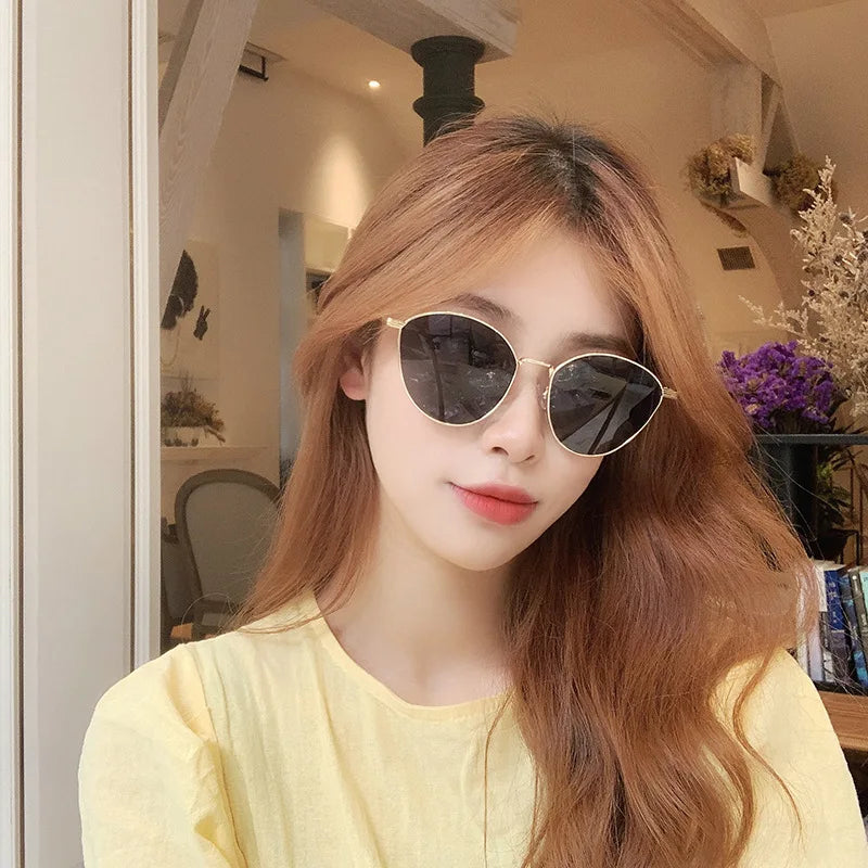 VWKTUUN Butterfly Sunglasses Women Oval Shape Shades UV400 Points Vintage Metal Frame Sunglass Outdoor Sport Driver Sunglass
