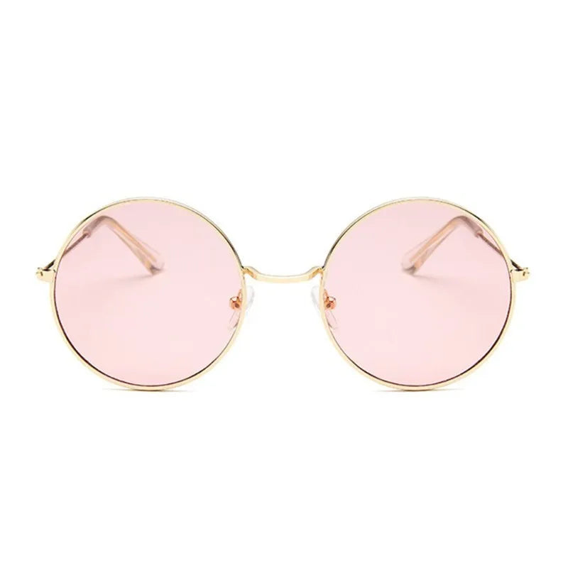 2019 Retro Round Pink Sunglasses Woman Brand Designer Sun Glasses for Woman Alloy Mirror Female Oculos De Sol Black