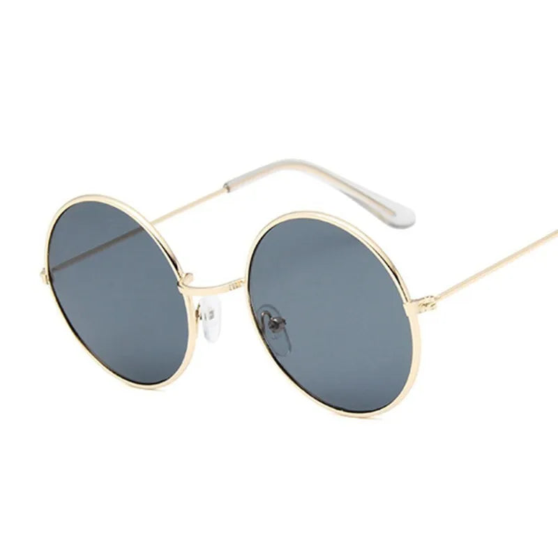 2019 Retro Round Pink Sunglasses Woman Brand Designer Sun Glasses for Woman Alloy Mirror Female Oculos De Sol Black