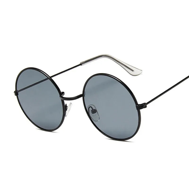 2019 Retro Round Pink Sunglasses Woman Brand Designer Sun Glasses for Woman Alloy Mirror Female Oculos De Sol Black