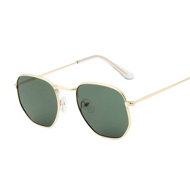 Hexagon Black Sunglasses Woman Brand Designer Small Square Sunglases Man Metal Frame Driving Fishing Sun Glasses Female