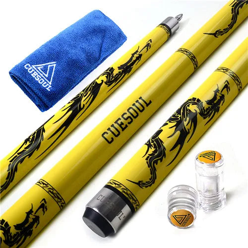 CUESOUL SOOCOO Series 58" 19oz 11.5/12.75mm Tip Maple Pool Cue Stick Set With Joint/Shaft Protector and Cue Towel.