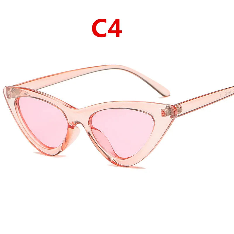 Fashion Sunglasses Woman Brand Designer Vintage Retro Triangular Cat Eye Glasses Oculos De Sol Transparent Ocean Uv400