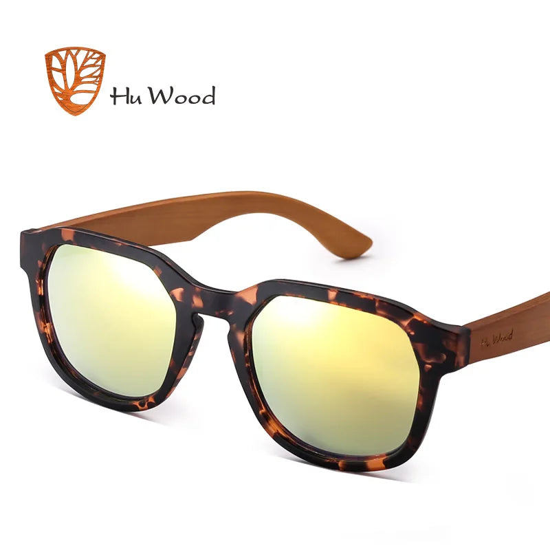 HU WOOD Polarized Sunglasses Fishing for Men Womens Wood Sunglasses Travel Bamboo Sunglass Driving Shade UV400 Lens GR8014