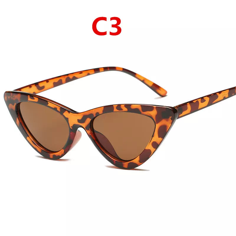 Fashion Sunglasses Woman Brand Designer Vintage Retro Triangular Cat Eye Glasses Oculos De Sol Transparent Ocean Uv400