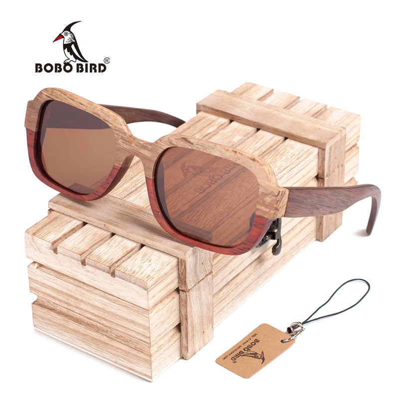 BOBO BIRD Handmade Polarized Wood Sunglasses for Women With Creative Special Design Beach Sunglass in Wood Gift Box C-Dg02