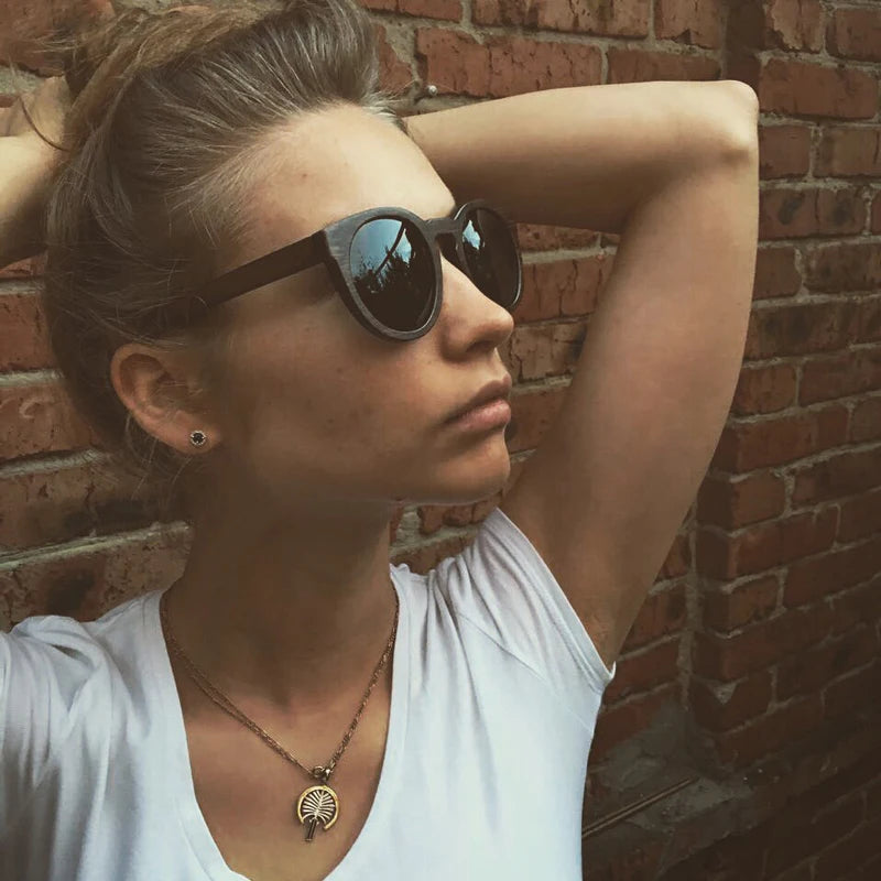 BerWer New Round Top Bamboo Sunglasses Brand Sunglass Women Retro Designer Wooden Sunglasses