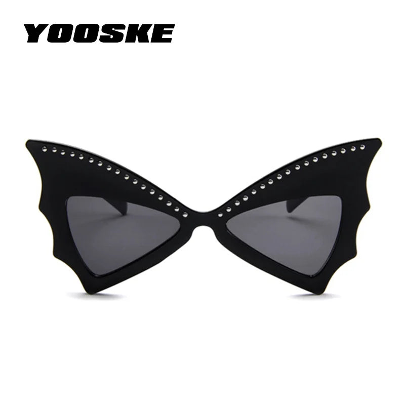 YOOSKE Oversize Sunglasses Women Bat Sharp Shades Sun Glasses Rivet Big Frame Sunglass Personality Dance Party Glasses