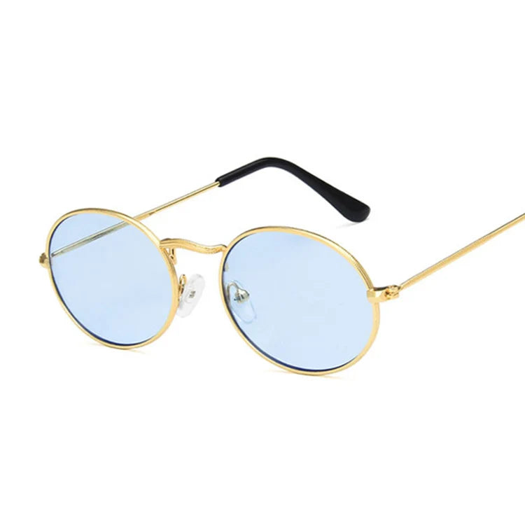 Small Oval Mirror Sunglasses Woman Pink Luxury Brand Designer Eyewear Shades Ladies Alloy Black Sun Glasses Female UV400