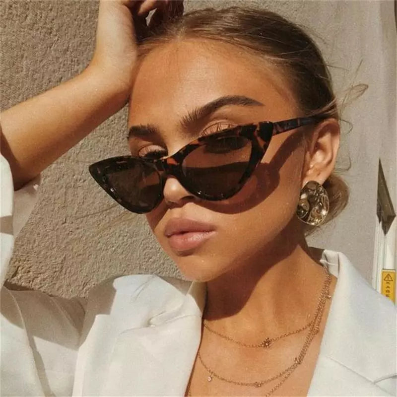 Fashion Sunglasses Woman Brand Designer Vintage Retro Triangular Cat Eye Glasses Oculos De Sol Transparent Ocean Uv400